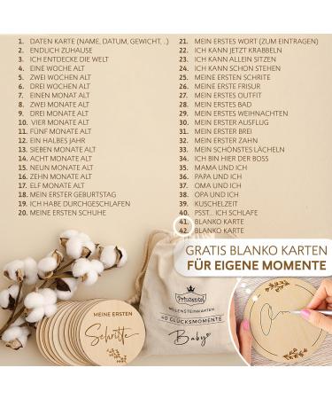 Prinzental Milestone Cards for Baby | 40 Wooden Milestones | Premium Quality with Easel Blank Card Fabric Bag & Gift Box - Buy Online on SooperMarket.com