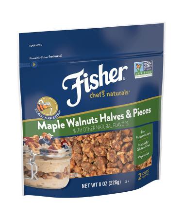FISHER Chef's Naturals Maple Walnuts Halves & Pieces - 8 oz | Gluten Free, Non-GMO, Keto, Paleo - Vegan Friendly | Pack of 1 - Buy Online on SooperMarket.com