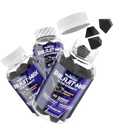 Shilajit Max Strength Gummies, 1000mg Shilajit Extract, 1000mg Tyrosine, 1000mg VIT C and 350mg Magnesium, Vegan Sugar Free with BlackBerry Flavour - Buy Online on SooperMarket.com