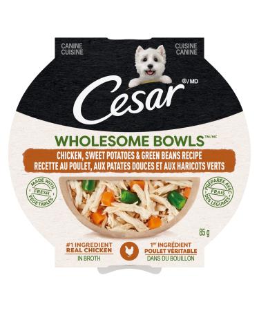 CESAR Wholesome Bowls Wet Dog Food Chicken Sweet Potato & Green Beans 85g Pack of 10 Chicken Sweet Potato & Green Beans 85 g (Pack of 10)