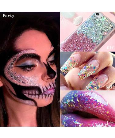 Body Glitter Gel 50ml Face Glitters Body Gel Sequins Shimmer Liquid Eyeshadow Mermaid Sequins Sparkling Chunky Body Lotion Glitter Liquid for Face Body Eye Hair Nail DIY Makeup Decoration-Silver#05 05#Silver - Buy Online on SooperMarket.com