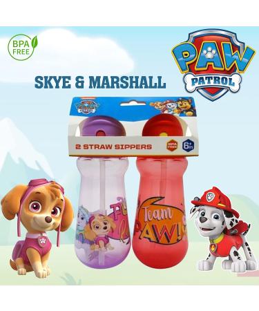 2x Paw Patrol Marshall and Skye Straw Sipper 340ml BPA Free Water Bottles for Kids 6+ Months - Buy Online on SooperMarket.com