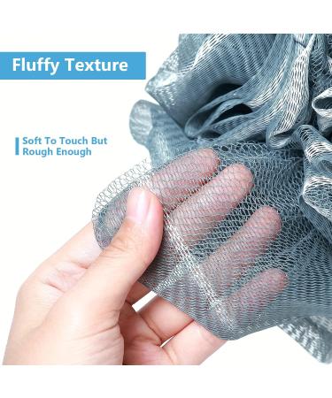 VANZAVANZU Large Luffa Bath Sponge Set of 4 - 80g Mesh Pouf Body Scrubber for Women & Men (Blue-Gray) - International Shipping Available - Buy Online on SooperMarket.com