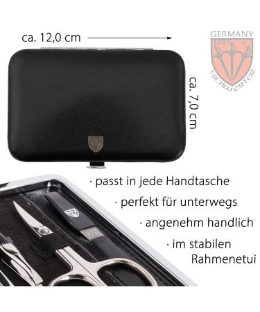 Buy Three Swords Germany 6 pcs Manicure Set 'Genova' - Nail Care Set in Black Synthetic Leather Case with Nail Scissors Skin Scissors Nail Clippers & More - International Shipping Available - Buy Online on SooperMarket.com