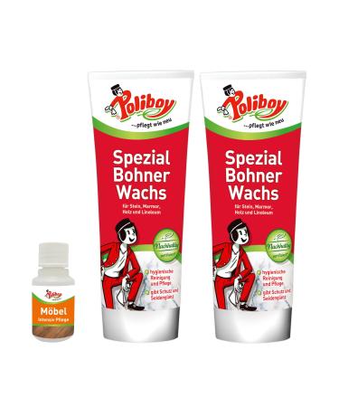 Poliboy Spezial Bohner Wachs - Colorless soil wax for protection and dirt fixation - 2x 250ml - with product sample - Made in Germany 500 ml (1 Pack)