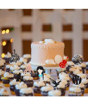 Arthsdite 24Pcs Horror Wednesday Addams Cupcake Toppers Thing Hand Black Eagle I Hate People Cobweb Castle Girl Addams Family Cupcake Picks for Fantasy Wednesday Birthday Party Cake Decorations - Buy Online on SooperMarket.com