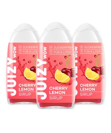 Juizy WoW syrup sugar -free |3 x 65ml Cherry Lemon taste - up to 36l natural beverage syrup |Zero calories |Vegan 3 Series Bundle |Beverage concentrate finished drink |More Juice - Less Calories Cherry Lemon 3 x 65 ml