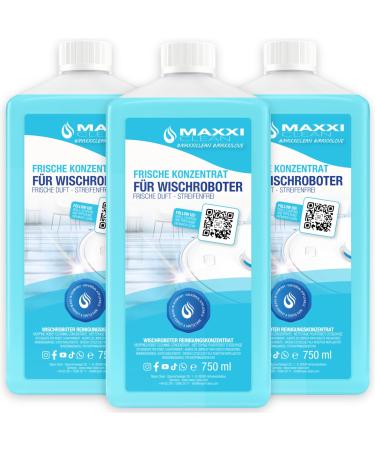 Maxxi Clean |3x 750 ml of floor cleaner with fresh fragrance |Suitable for all wiping robots |Universal cleaner concentrate |Wiping fluid for soil parquet tiles |Suction wiper cleaning agent 750 ml (3 pack)