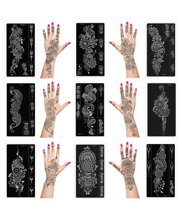 Henna Tattoo Stencils kit,Temporary Tattoos Stencils Reusable Henna Tattoo kit for Hand Forearm Airbrush Tattooing Template, Indian Temporary Tattoo Stickers