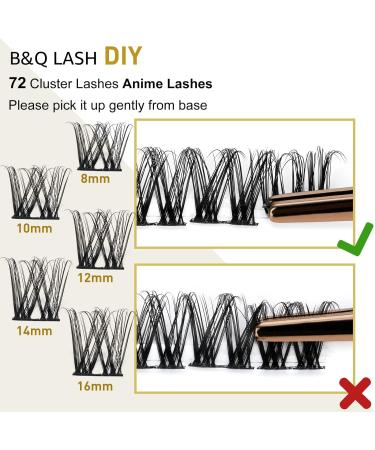 72 D Curl Individual Cluster Lashes - Soft Fluffy DIY Lash Extensions - B&Q Natural Eyelash Clusters - UK-FD-B46-D-8-16MIX - Buy Online on SooperMarket.com