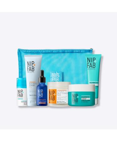 Nip + Fab Exfoliate & Hydrate Gift Set | Smooth Texture and Boost Glow with Glycolic acid | Glycolic Scrub Concentrate Pads | Hyaluronic Cream