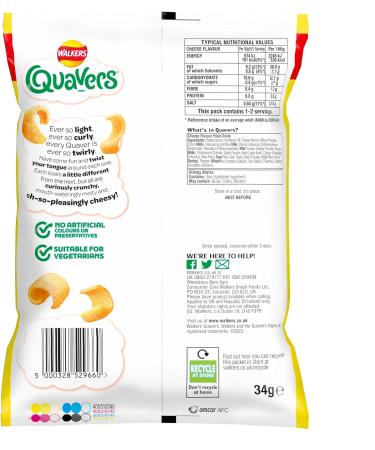 Walkers Quavers Cheese Snacks 34 g - Buy Online on SooperMarket.com