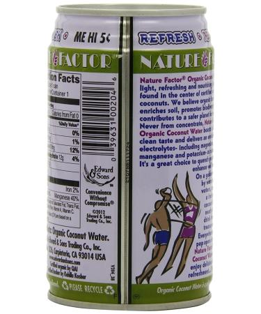 Nature Factor Organic Coconut Water 10oz Cans (12 Pack) - Pure Hydration in Convenient Packaging - Buy Online on SooperMarket.com