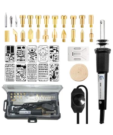 NB Blues 30W Wood Burning Kit with 22pcs Tips /10PCS Stencils/Wood Chips, Professional Adjustable Leather/Wood Burning Tool Set/wood burner kit/wood engraving kit