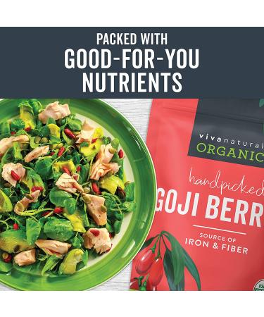 Viva Naturals Organic Dried Goji Berries - Non-GMO, Vegan, 1 lb | Perfect for Baking & Healthy Snacks - Buy Online on SooperMarket.com