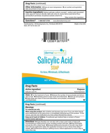 DermaHarmony 2% Salicylic Acid Natural Acne Soap (4 oz Bar) - Pack of 1 - Buy Online on SooperMarket.com
