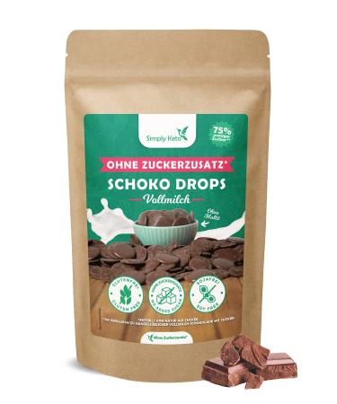 Simply Keto Lower Carb* chocolate drops without adding sugar (750g) - whole milk chocolate drops to snack or bake - sweetened with erythritus instead of sugar - ideal for low -carb & ketogenic diet whole milk 750 g (1 Pack)