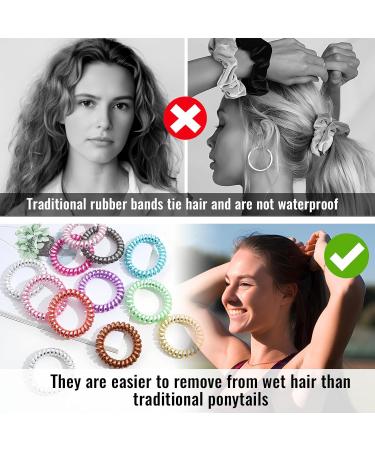 10 Pcs Spiral Hair Bobbles - Elastic Telephone Cable Hair Ties for Women & Girls - Traceless Assorted Colors - Buy Online on SooperMarket.com