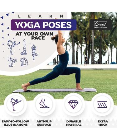 Yoga Mat with 75 Illustrated Poses & Stretches + Carrying Strap | Non-Slip Extra-Thick Mat for Men and Women | Beginner-Friendly | Blue/Purple (68 x 24) - Buy Online on SooperMarket.com