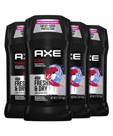 AXE Antiperspirant Deodorant For Men 48H Sweat & Odor Protection For Long Lasting Freshness, Essence Black Pepper & Cedarwood Men's Deodorant 2.7oz 4 Pack