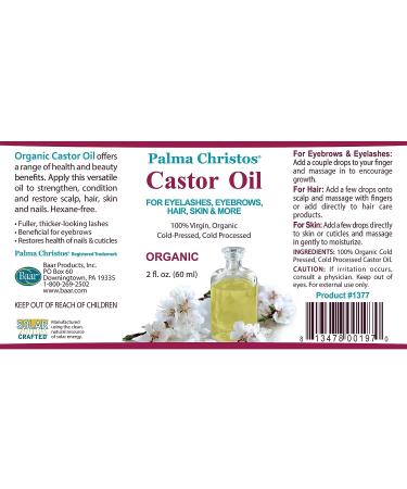 Organic Cold-Pressed Castor Oil - 100% Pure & Hexane-Free - Hair Growth Treatment for Eyebrows, Hair, and Eyelashes - 2 oz - Buy Online on SooperMarket.com
