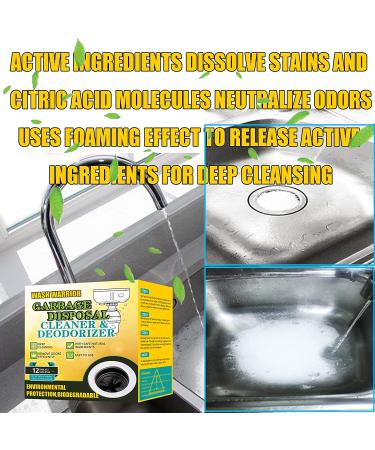 Wash Warrior Garbage Disposal Cleaner & Deodorizer Scrubbing Pack - 12pcs Lemon Scented Foaming Drain Cleaner for Kitchen Sink Care - Buy Online on SooperMarket.com