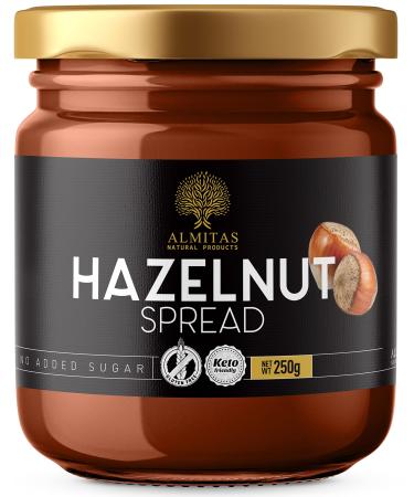 Keto & Vegan Hazelnut Chocolate Spread (250g) May Need to be Heated to be Spreadable Keto Snack with 1.1g Net Carb