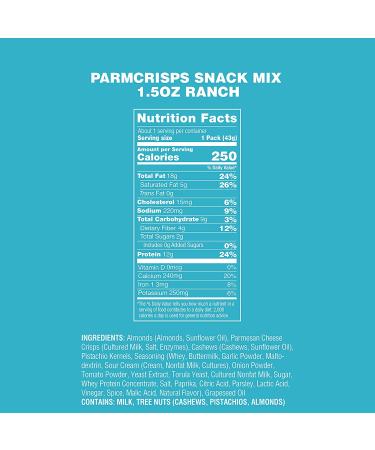 ParmCrisps Ranch Cheese Parm Crisps & Nuts Snack Mix - High-Protein On-the-Go Snack with Almonds, Cashews, and Pistachios - Low Carb, Gluten Free, Low Sugar - 1.5 oz (Pack of 6) - Buy Online on SooperMarket.com