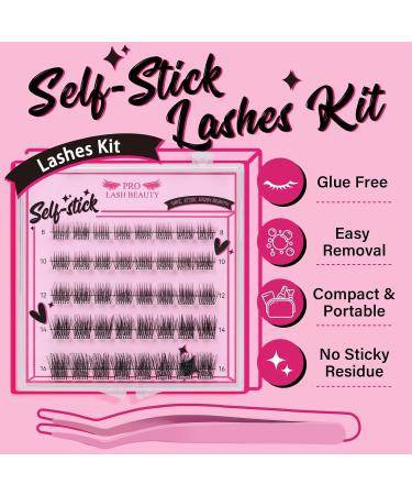 Bamboo Self-Adhesive Eyelash Clusters - 40Pcs | No Glue, No Remover | Reusable Press-On Lashes | Easy to Use - Buy Online on SooperMarket.com
