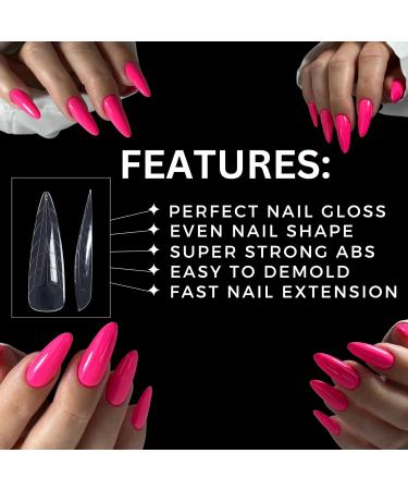 Dual Nail Forms ALMOND Extension - 12 Sizes Full Cover Molds for Poly Nail Gel | Perfect for Salon & DIY Nail Art - Buy Online on SooperMarket.com