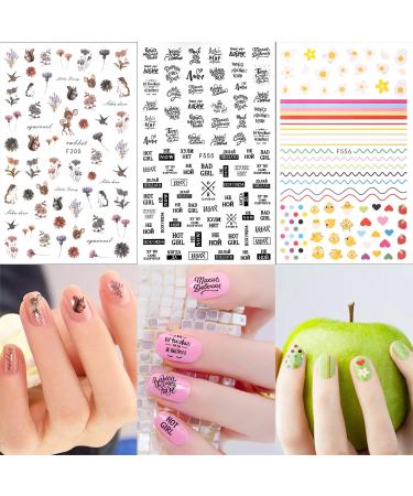 Konsait Mixed Nail Stickers (1200+ Designs) - Flower Animal/Fruit/Mermaid 3D Nail Art Decals for Women, Girls, Kids - Self-Adhesive Tips for Birthday Party Favors - Buy Online on SooperMarket.com