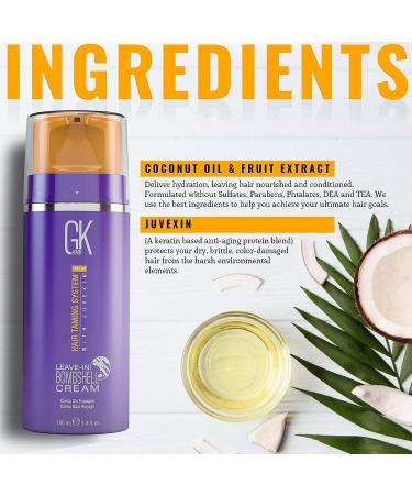 GK HAIR Global Keratin Bombshell Purple Leave In Cream - 3.4 Fl Oz/100ml | Conditioning Treatment for Blonde Hair, Controls Frizz, Removes Brassiness - Buy Online on SooperMarket.com