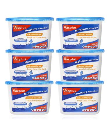 Vacplus Moisture Absorbers 6 Pack 10.5 Oz Portable Humidity Absorber Boxes for Your Bathroom Closet & Car Dehumidifier and Odor Eliminator with Fragrance Free for Fresher Air Navy Blue