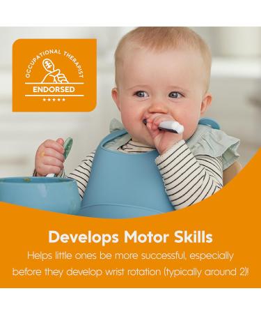 NumNum Baby Spoons Set - Pre-Spoon GOOtensils for Kids Aged 6+ Months - BLW Teething Spoon - Silicone Toddler Food Utensils - 2 Blue/Orange Spoons - Buy Online on SooperMarket.com
