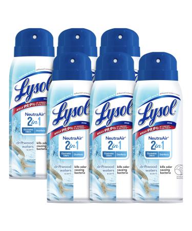 Lysol Neutra Air 2 in 1 Disinfectant Spray Eliminates Odor Driftwood Waters 6 Pack (6x10 oz) Air Freshener