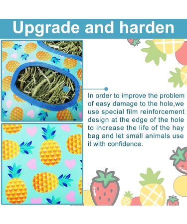 2 Pieces Rabbit Hay Bag Small Animals Hay Feeder Bag Hanging Feeding Storage Guinea Pig Hanging Feeder Sack with 4 Holes for Small Pets Rabbit Bunny Hamster Guinea Pig (Pineapple Strawberry) - Buy Online on SooperMarket.com