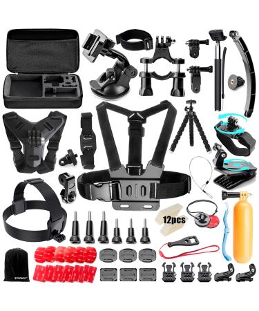 ZOOKKI Upgraded 70 in 1 Action Camera Accessories Kit for GoPro Hero11 10 9 8 7 6 5 4 3-Go Pro Black Sliver Session Fusion Max- Mount Case for AKASO APEMAN SJCAM DBPOWER Insta360 Xiaomi Yi DJI Osmo