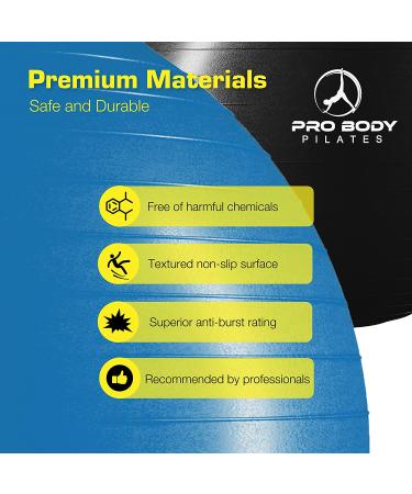 ProBody Pilates Ball - Blue 55cm Exercise Yoga Ball for Fitness, Pregnancy, Balance - Gym Grade Stability Ball Chair for Home & Office w/Pump - Buy Online on SooperMarket.com