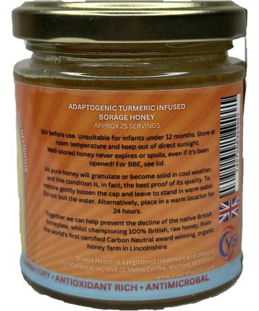 Organic Turmeric Honey Infused with UK Borage - Special Edition | High Strength, Potent, Light & Smooth Spread | Naturally Mild | 100% Organic - Buy Online on SooperMarket.com