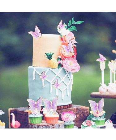 30pcs Purple Gold Edge 3D Butterfly Cupcake Toppers for Girls Women's Party Decor - Buy Online on SooperMarket.com