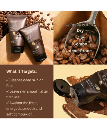 Cocoon Dak Lak Coffee Face Polish - 100% Vegan Exfoliating Scrub with Cocoa Butter & Safflower Oil for Smooth Glowing Skin | Anti Blackheads Enlarged Pores Wrinkles & Fine Lines - 5.07 fl oz - Buy Online on SooperMarket.com