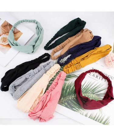 Ondder Knotted Elastic Headbands 20 Pack - Assorted Colors for Women, Work Out, Yoga, Sports - Cute Head Wrap Hair Accessories - Solid Color Series A - Buy Online on SooperMarket.com