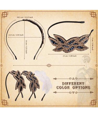 Noverlife 1920s Flapper Headbands 3PCS Set for Women - Rhinestone Beaded Vintage Hair Accessories (Navy Blue/White/Black/Gold) - Buy Online on SooperMarket.com