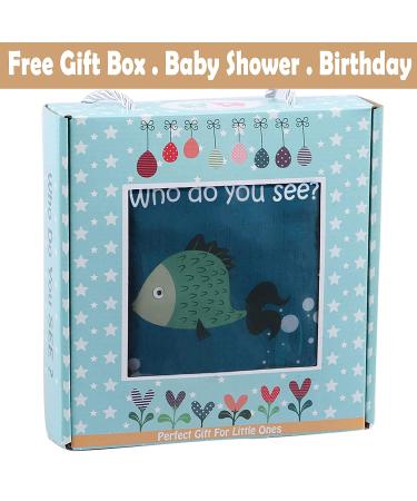 Fish Baby Books - Soft Cloth Books for Babies 0-6 Months | Baby Toys for 6-12 Month Olds | Baby Shower Gifts Box with Teether | Newborn Baby Sensory Stroller Toys - Buy Online on SooperMarket.com