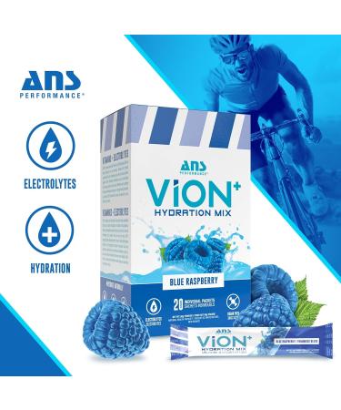 ViON+ Hydration Mix Blue Raspberry - Sugar-Free Electrolyte Powder with 8 Essential Vitamins - 20 On-the-Go Stick Packs for Hydration Energy & Recovery - Natural Flavors & No Artificial Colors or Dyes - Buy Online on SooperMarket.com