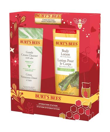 Burt's Bees Hydration Station Gift Set - 3 Body Care Stocking Stuffers with Unscented Lip Balm, Gentle Cream Cleanser, and Aloe Shea Butter Body Lotion | Christmas Gifts - Buy Online on SooperMarket.com
