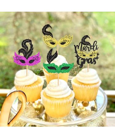 Cyodoos 24Pcs Masquerade Masks Cupcake Toppers Color Glitter Bachelorette Party Mask Cupcake Food Fruit Picks Masquerade Mardi Gras Party Baby Shower Birthday Party Cake Decor Supplies Masks1 - Buy Online on SooperMarket.com