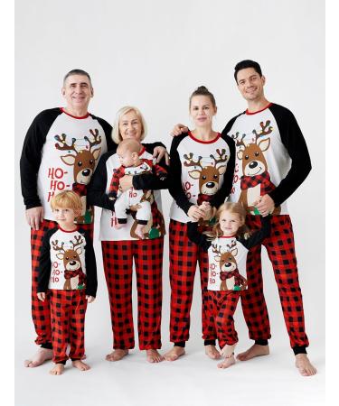 PatPat Family Christmas Pajamas Set | Tree Snowflake Letters Print | Long Sleeve | Red/Black | Men XL - Buy Online on SooperMarket.com