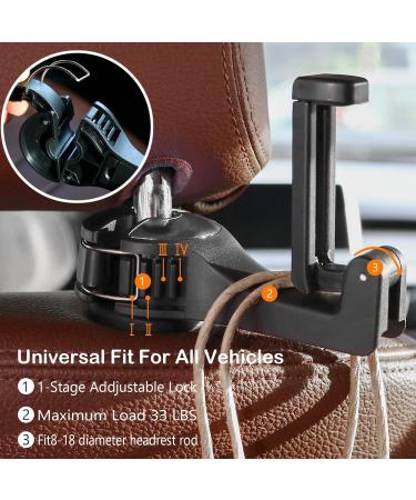 PKKP 2-Piece Car Headrest Hooks & Phone Holder - 360 Rotatable Universal Accessory for Bags Wallets & Food - Silver - Buy Online on SooperMarket.com