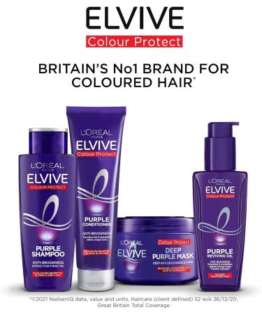 L'Oreal Paris Elvive Colour Protect Purple Anti-Brassiness Hair Oil For Highlighted Brunette Blonde & Grey Hair 100ml - Buy Online on SooperMarket.com